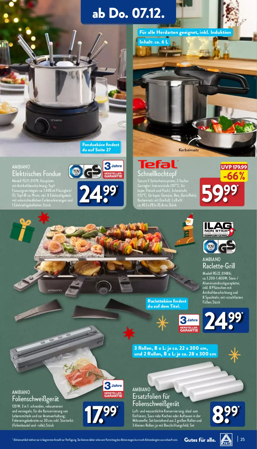 Aktueller Prospekt Aldi Nord - Von Montag - von 04.12 bis 09.12.2023 - strona 25 - produkty: ambia, beutel, Brei, dell, edelstahl, eis, elle, fisch, fleisch, Fondue, gabel, gin, grill, herdarten, kartoffel, kartoffeln, Käse, Kochtopf, korb, latte, lebensmittel, leine, LG, mikrowelle, Mode, reis, Schnellkochtopf, spachtel, Ti, topf, wasser, ZTE