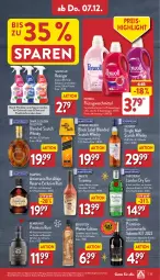 Gazetka promocyjna Aldi Nord - Von Montag - Gazetka - ważna od 09.12 do 09.12.2023 - strona 35 - produkty: amaro, baileys, berentzen, beutel, bio, black label, blended scotch, blended scotch whisky, brandt, dry gin, eis, elle, flasche, gin, johnnie walker, karamell, kräuter, kräutern, lack, likör, london dry, london dry gin, Nuance, perwoll, primitivo, Rauch, reiniger, reis, rotwein, rum, rwe, sagrotan, sahne, scotch, scotch whisky, single malt, Tanqueray, teller, Ti, tiramisu, vanille, waschmittel, wein, whisky, ZTE