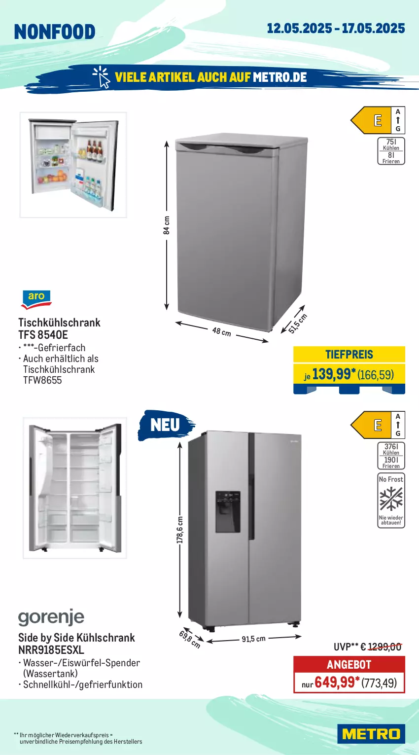 Aktueller Prospekt Metro - Wochen-Angebote - von 12.05 bis 17.05.2025 - strona 18 - produkty: angebot, eis, eiswürfel, elle, gefrierfach, kühlschrank, Metro, reis, Schrank, teller, Ti, tiefpreis, tisch, wasser, wassertank, würfel