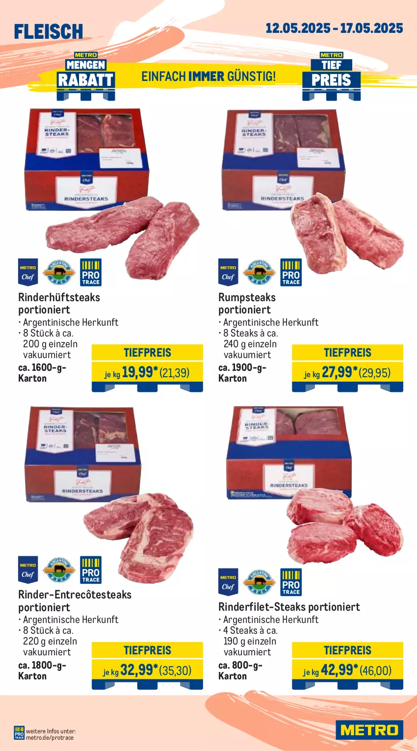 Aktueller Prospekt Metro - Wochen-Angebote - von 12.05 bis 17.05.2025 - strona 4 - produkty: eis, entrecôte, filet, fleisch, hüftsteak, hüftsteaks, Metro, reis, rind, rinder, rinderfilet, rum, rumpsteak, steak, steaks, Ti, tiefpreis
