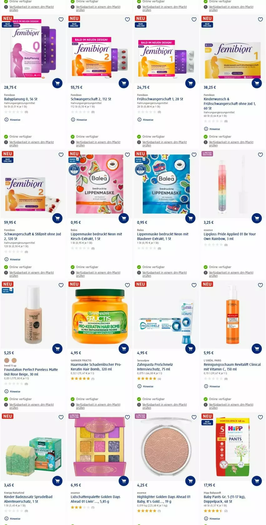 Aktueller Prospekt Dm Drogerie - Prospekte - von 24.07 bis 02.08.2023 - strona 12 - produkty: Bad, bio, Blaubeer, Clin, eis, ente, Femibion, fructis, garnier, hipp, Kinder, kirsch, kneipp, Lipgloss, Maske, natur, Palette, Pants, pasta, Reinigung, Reinigungsschaum, rel, Revital, revitalift, sensodyne, Sprudel, Sprudelbad, Ti, vita, Vitamin C, Yo, zahnpasta