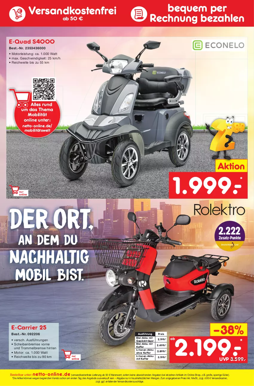 Aktueller Prospekt Netto Marken-Discount - Filial-Angebote - von 29.08 bis 03.09.2022 - strona 46 - produkty: akku, angebot, eis, koffer, ndk, quad, reis, Ti, trommel, versandkostenfrei, ZTE