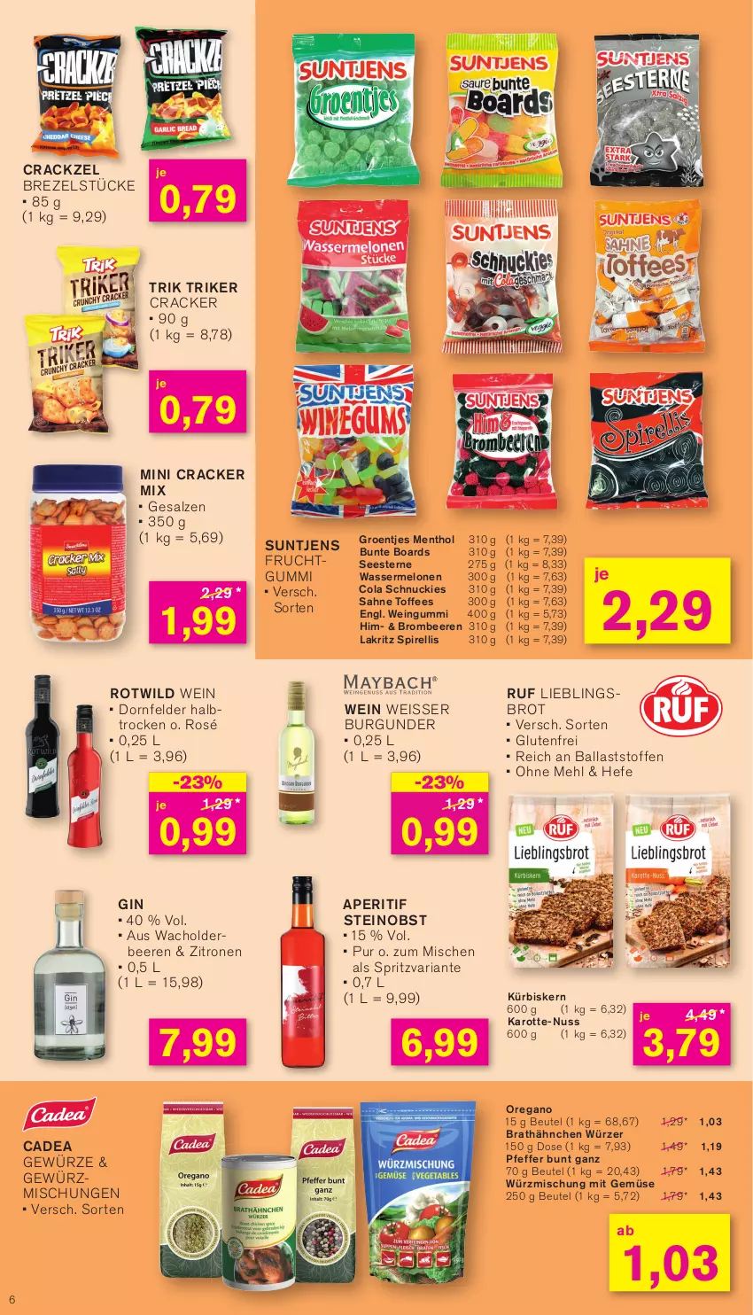 Aktueller Prospekt Kodi - Prospekte - von 06.05 bis 11.05.2024 - strona 6 - produkty: aperitif, ball, beere, beeren, beutel, brezel, brombeere, brombeeren, brot, burgunder, cola, cracker, dornfelder, eis, frucht, fruchtgummi, gewürz, Gewürzmischung, gin, groen, Hefe, Kürbis, Lakritz, mehl, melone, melonen, mit gemüse, nuss, obst, pfeffer, rel, Ria, sahne, salz, Ti, wasser, wassermelone, wassermelonen, wein, Wild, zitrone, zitronen