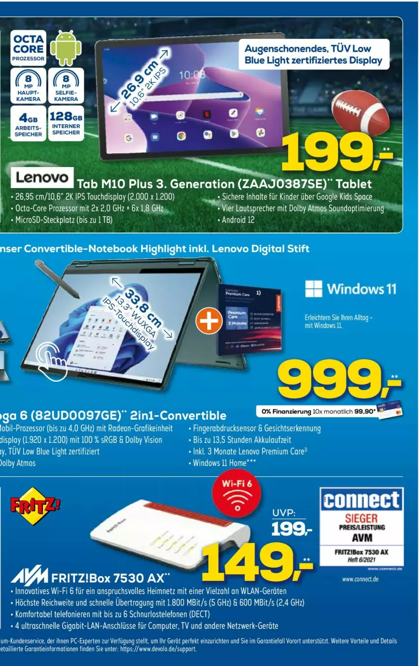 Aktueller Prospekt Euronics - Prospekte - von 08.02 bis 15.02.2023 - strona 24 - produkty: akku, computer, deo, devolo, elle, fingerabdrucksensor, fritz, Kinder, lenovo, microsd, notebook, octa-core prozessor, pute, radeon, tablet, tee, telefon, Ti