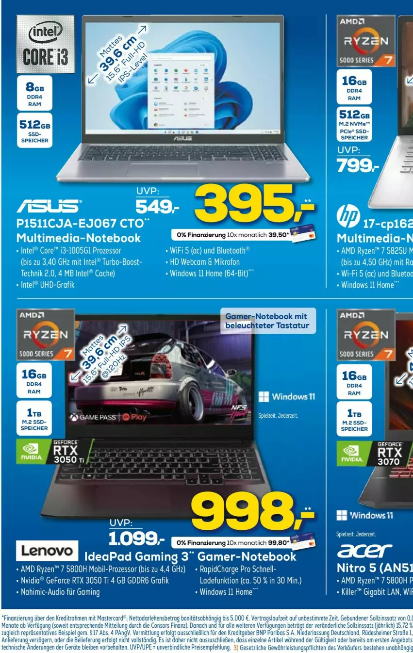 Aktueller Prospekt Euronics - Prospekte - von 08.02 bis 15.02.2023 - strona 25 - produkty: core i3, geforce, Leuchte, notebook, ryzen, ssd, Tastatur