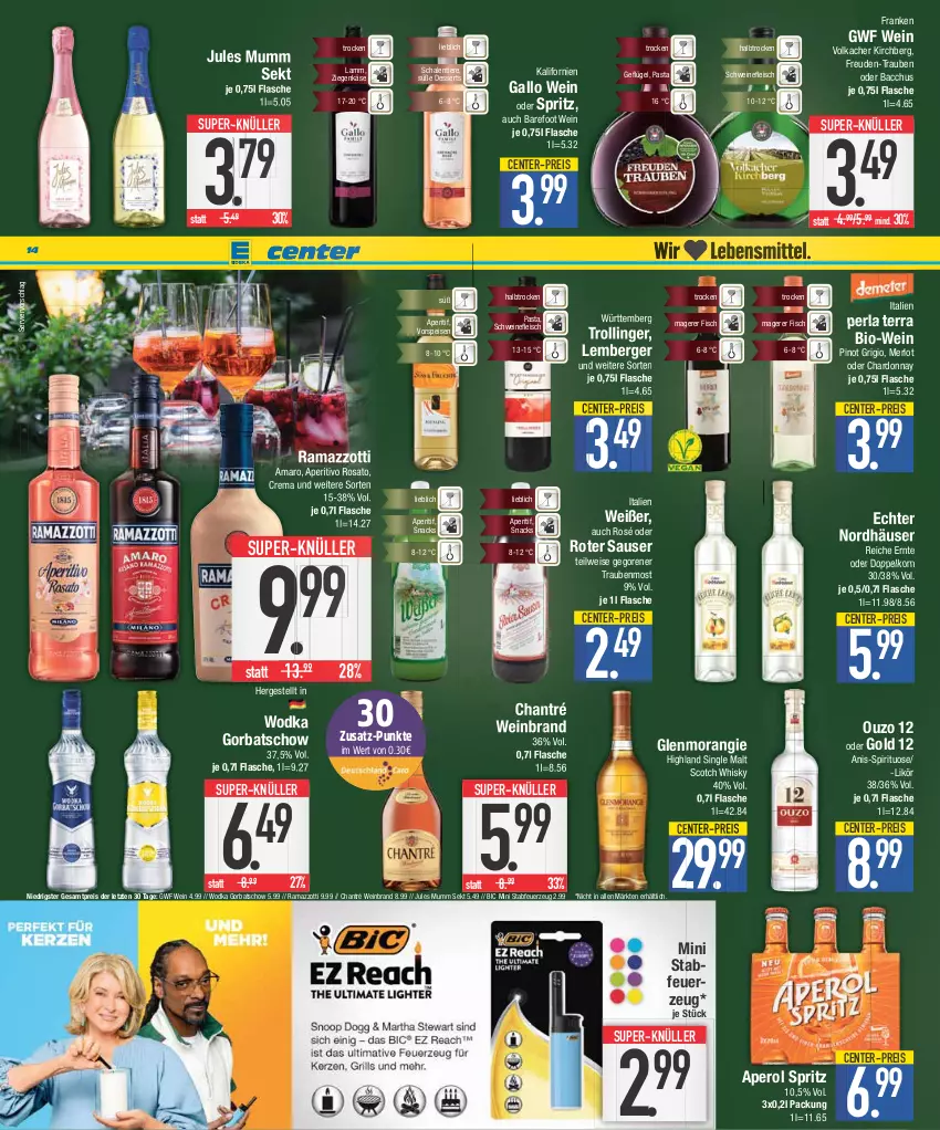 Aktueller Prospekt Edeka - Angebote der Woche - von 02.10 bis 07.10.2023 - strona 14 - produkty: ACC, amaro, aperitif, aperitivo rosato, aperol, Berger, bio, Bio-Wein, chantré, chardonnay, dessert, desserts, doppelkorn, eis, ente, Feuerzeug, fisch, flasche, fleisch, gallo, Geflügel, Gorbatschow, jules mumm, Käse, korn, lamm, likör, merl, merlot, mumm, ouzo, ouzo 12, pasta, perla, Pinot, pinot grigio, rama, ramazzott, ramazzotti, reis, rosato, Schal, Schale, schwein, schweine, schweinefleisch, scotch, scotch whisky, sekt, single malt, snack, snacks, super-knüller, Ti, Tiere, trauben, trolli, trollinger, vorspeise, wein, weinbrand, weine, whisky, wodka, ziegenkäse, zott, ZTE