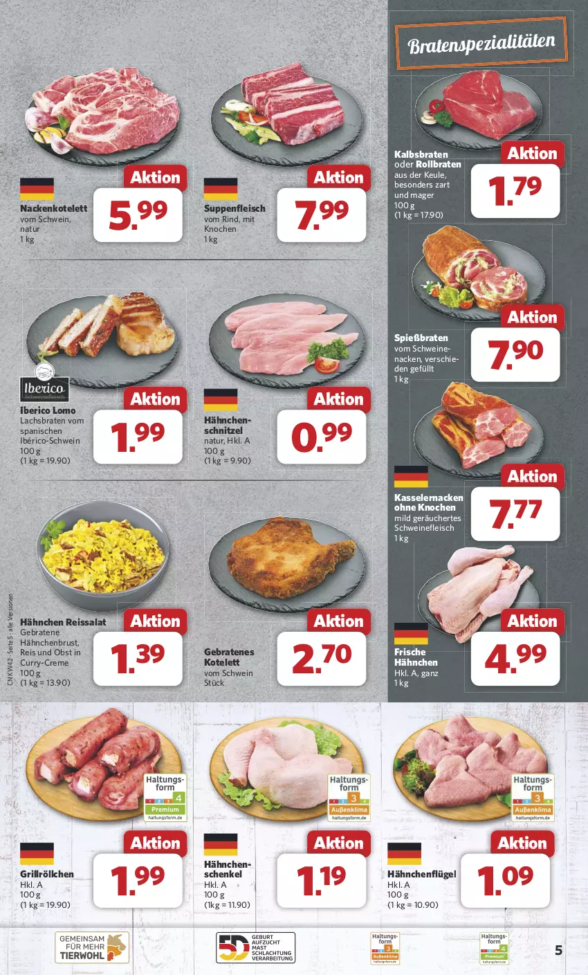 Aktueller Prospekt Combi - Prospekte - von 14.10 bis 19.10.2024 - strona 5 - produkty: braten, creme, curry, eis, fleisch, Frische Hähnchen, grill, hähnchenbrust, hähnchenflügel, hähnchenschenkel, Hähnchenschnitzel, henkel, kasseler, kotelett, lachs, Lachsbraten, natur, obst, reis, reiss, rind, rollbraten, salat, schenkel, schnitzel, schwein, schweine, schweinefleisch, Spezi, suppe, suppen, suppenfleisch, Ti, wein, weine