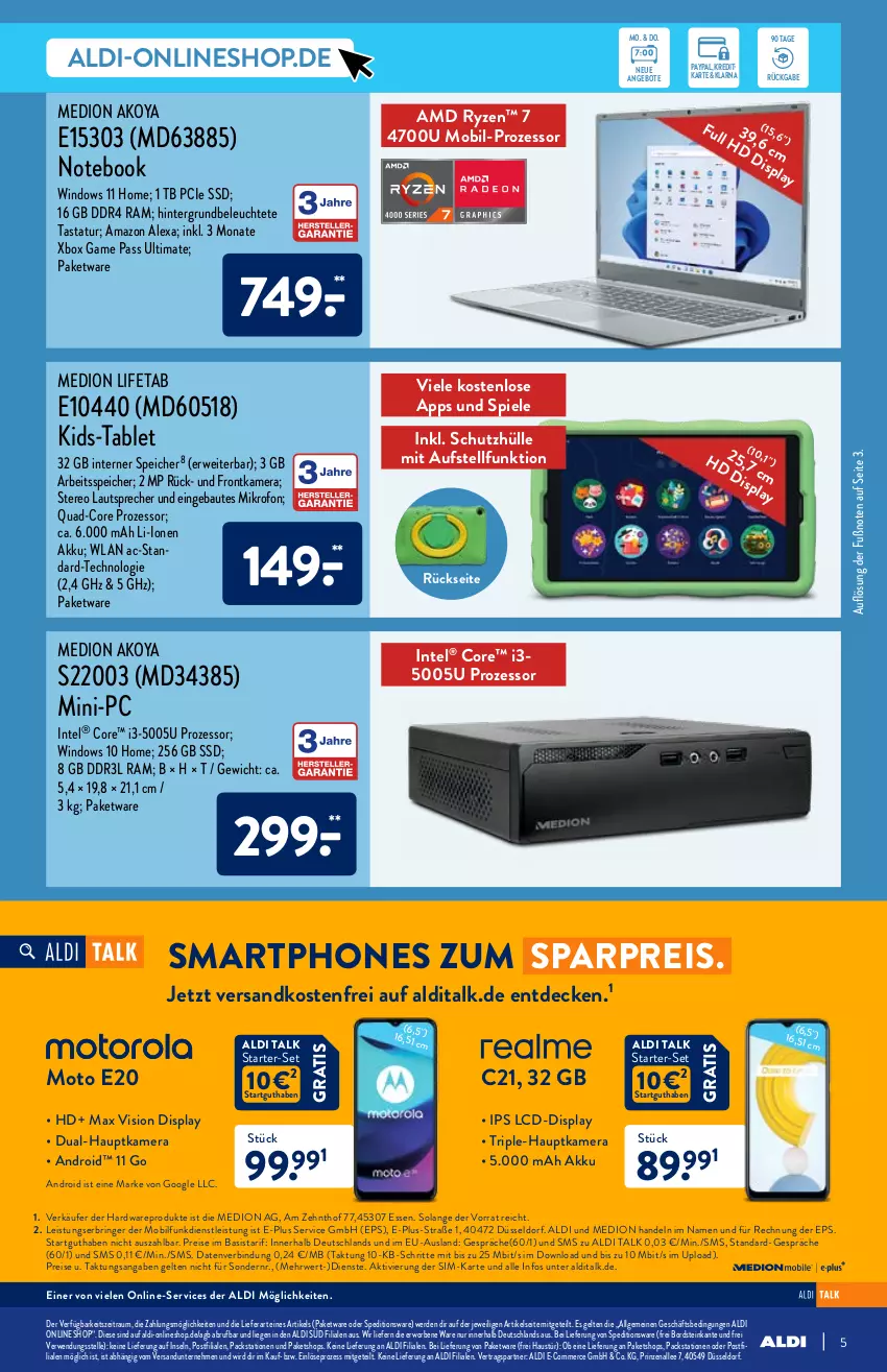 Aktueller Prospekt Aldi Nord - Multimedia - von 24.02 bis 26.02.2022 - strona 5 - produkty: akku, aldi, aldi talk, alexa, amazon alexa, angebot, angebote, aust, Bau, decke, eis, elle, erde, feta, frontkamera, hardware, hauptkamera, Hintergrundbeleuchtete Tastatur, Intel, kamera, lautsprecher, Leuchte, LG, Liege, medion, Medion Akoya, ndk, notebook, quad, reis, ring, rwe, ryzen, schutzhülle, sim, smartphone, smartphones, Spiele, ssd, tablet, Tastatur, Ti, versandkostenfrei, Xbox