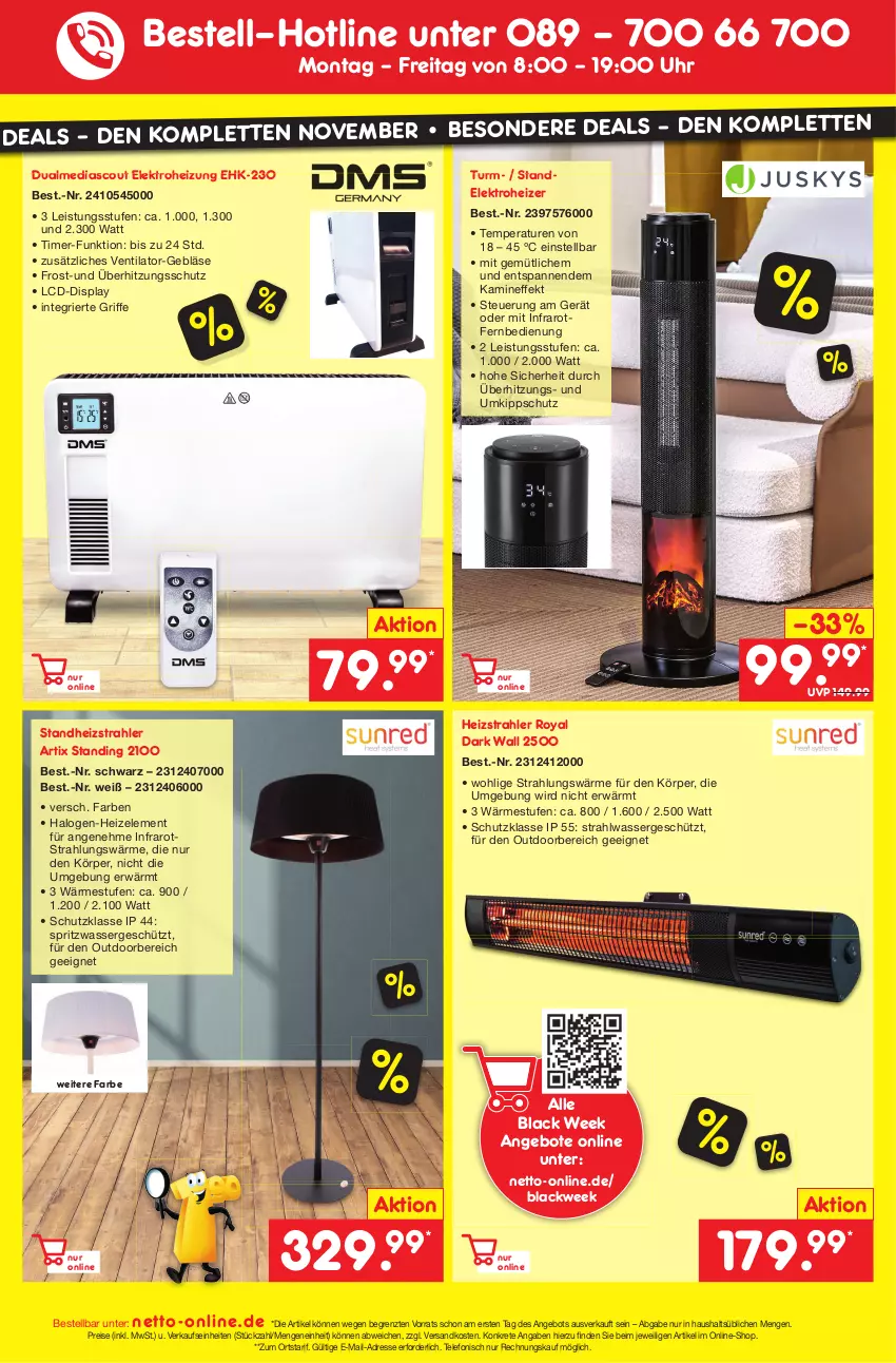 Aktueller Prospekt Netto Marken-Discount - Filial-Angebote - von 21.11 bis 26.11.2022 - strona 45 - produkty: angebot, angebote, black week, eis, Elektro, fernbedienung, gsw, Kamin, lack, ndk, reis, scout, telefon, Ti, timer, überhitzungsschutz, uhr, ventilator, wasser, ZTE