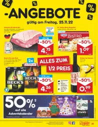 Gazetka promocyjna Netto Marken-Discount - Filial-Angebote - Gazetka - ważna od 26.11 do 26.11.2022 - strona 39 - produkty: Adventskalender, angebot, angebote, baguette, baguettes, bestpreis, Bistro Baguette, braten, dell, Dr. Oetker, eis, fleisch, krustenbraten, lindt, Mode, pils, pizza, reis, rotwein, schinken, schwein, schweine, Tapas, Ti, wein, weine, wurst, wurst in selbstbedienung, ZTE