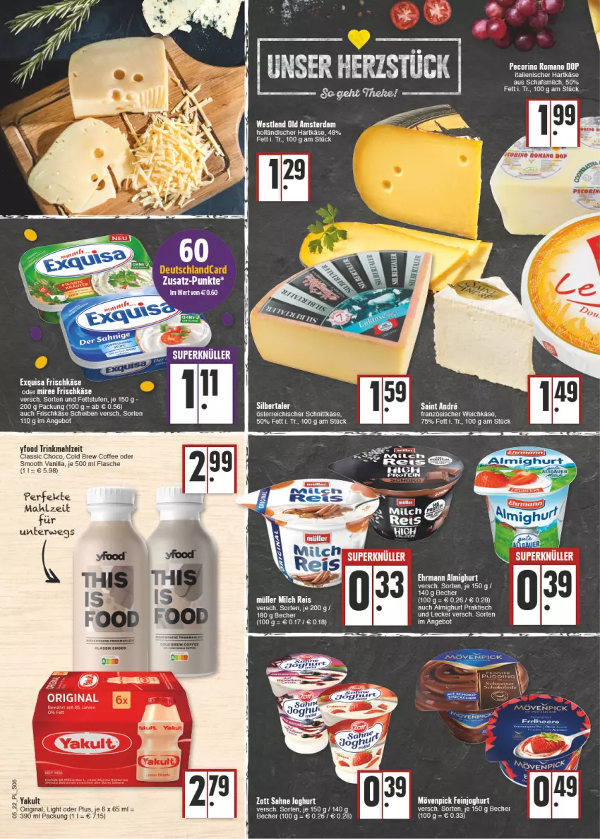 Aktueller Prospekt E Center - Angebote der Woche - von 31.01 bis 05.02.2022 - strona 6 - produkty: aeg, almighur, almighurt, angebot, Bad, Becher, eis, exquisa, exquisa frischkäse, feinjoghurt, flasche, französischer weichkäse, frischkäse, gin, hartkäse, joghur, joghurt, Käse, milch, miree, mövenpick, Old Amsterdam, reis, rwe, schoko, schokolade, Ti, tisch, weichkäse