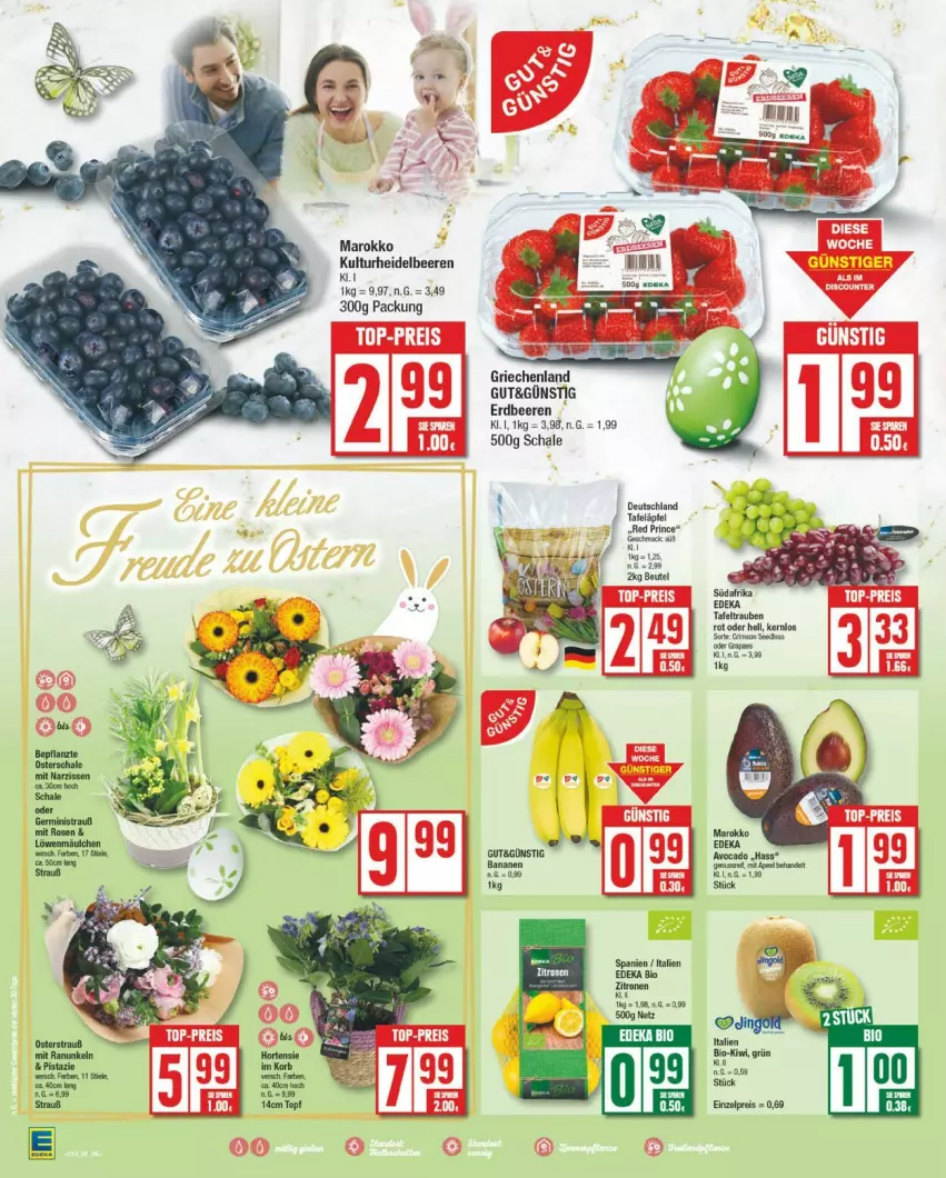 Aktueller Prospekt Edeka - Prospekte - von 25.03 bis 30.03.2024 - strona 2 - produkty: beere, beeren, beutel, deka, erdbeere, erdbeeren, heidelbeere, heidelbeeren, Schal, Schale, tafeläpfel, tafeltrauben, Ti, trauben