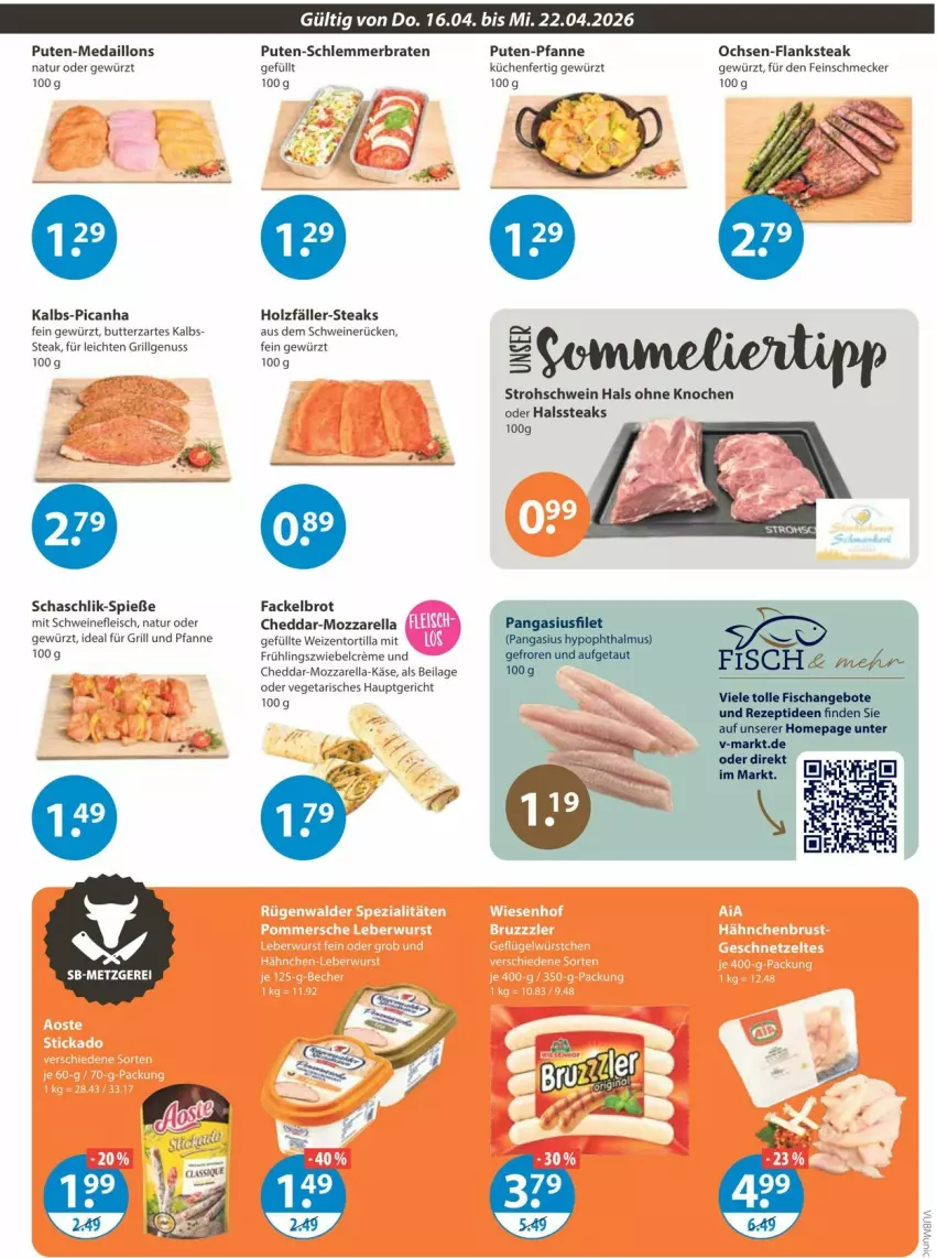 Aktueller Prospekt Vmarkt - Prospekte - von 16.04 bis 22.04.2026 - strona 3 - produkty: angebot, angebote, braten, brot, butter, cheddar, eis, feinschmecker, filet, fisch, Flanksteak, fleisch, für grill und pfanne, gewürz, grill, grill und pfanne, Holz, ideal für grill, ideal für grill und pfanne, ilag, Käse, küche, Küchen, LG, medaillons, mozzarella, natur, nuss, Omep, Pangasius, pfanne, pute, rel, rezept, schwein, schweine, schweinefleisch, schweinerücken, steak, steaks, Ti, tortilla, und pfanne, Vegeta, wein, weine, zwiebel