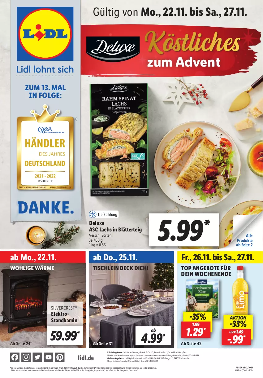 Aktueller Prospekt Lidl - Aktionsprospekt - von 22.11 bis 27.11.2021 - strona 1