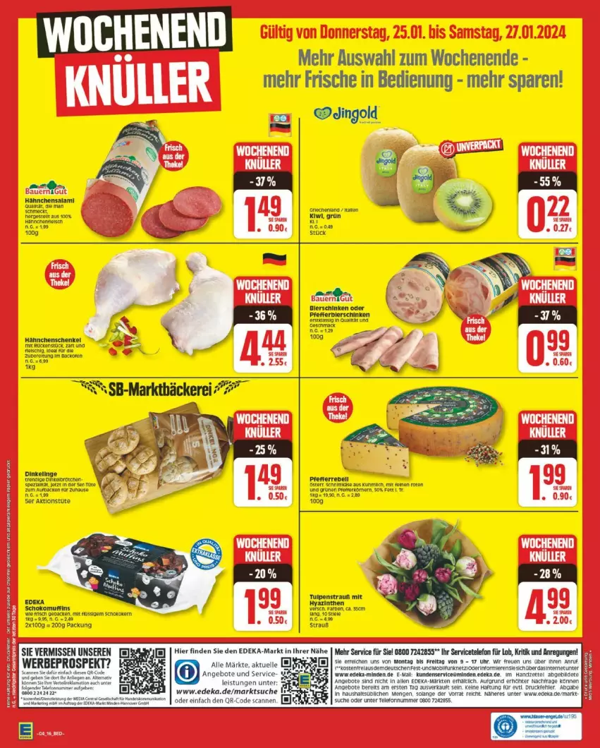 Aktueller Prospekt Edeka - Prospekte - von 22.01 bis 27.01.2024 - strona 16 - produkty: geback, kiwi, Muffin, muffins, salami, schoko, Ti, Tüte