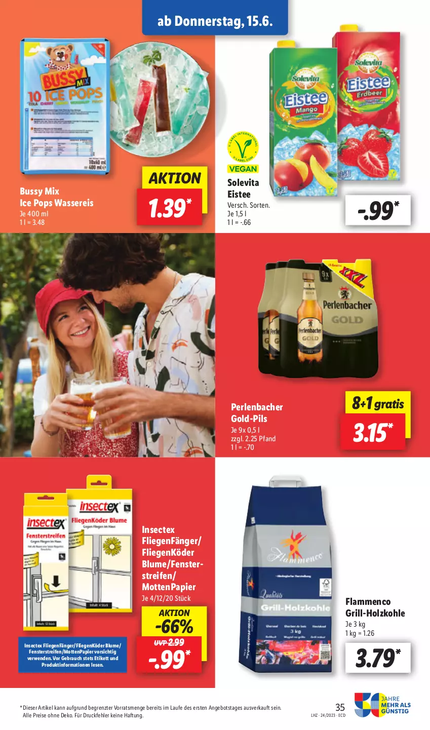 Aktueller Prospekt Lidl - Aktionsprospekt - von 12.06 bis 17.06.2023 - strona 43 - produkty: angebot, blume, eis, eistee, fenster, grill, grill-holzkohle, Holz, holzkohle, lamm, Liege, papier, perlen, pils, Rauch, reifen, reis, rwe, tee, Ti, vita, wasser, wassereis, ZTE