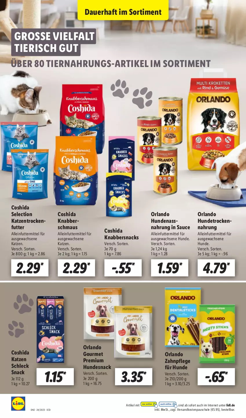 Aktueller Prospekt Lidl - Aktionsprospekt - von 12.06 bis 17.06.2023 - strona 60 - produkty: alleinfuttermittel, auer, Coshida, hundesnack, Hundetrockennahrung, Katzentrockenfutter, KnabberSnack, Maus, ndk, sauce, Schal, Schale, snack, snacks, Ti, tiernahrung, trockenfutter, Trockennahrung