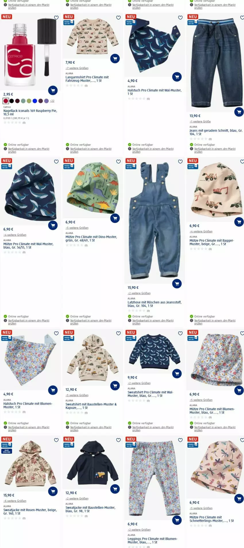 Aktueller Prospekt Dm Drogerie - Prospekte - von 08.01 bis 17.01.2024 - strona 10 - produkty: aust, Bau, blume, blumen, elle, gin, hose, Jacke, jeans, lack, Langarmshirt, Latzhose, leggings, Mett, Mütze, Nagellack, raspberry, rosen, Schmetterling, shirt, sweatjacke, Sweatshirt, tuc