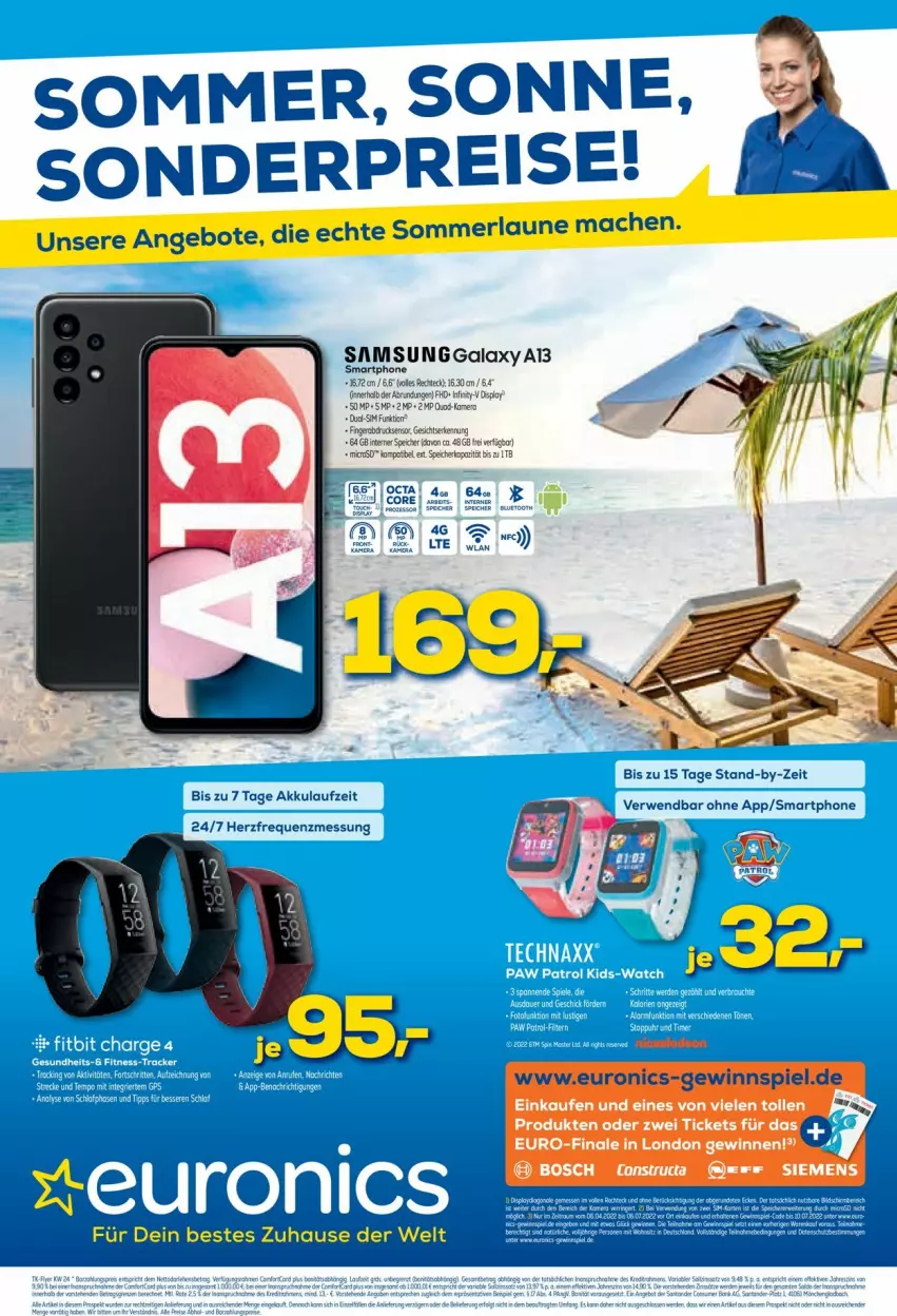 Aktueller Prospekt Euronics - Prospekte - von 15.06 bis 22.06.2022 - strona 1 - produkty: akku, bosch, eis, microsd, reis, rwe, Samsung, siemens, sim, smartphone, Ti