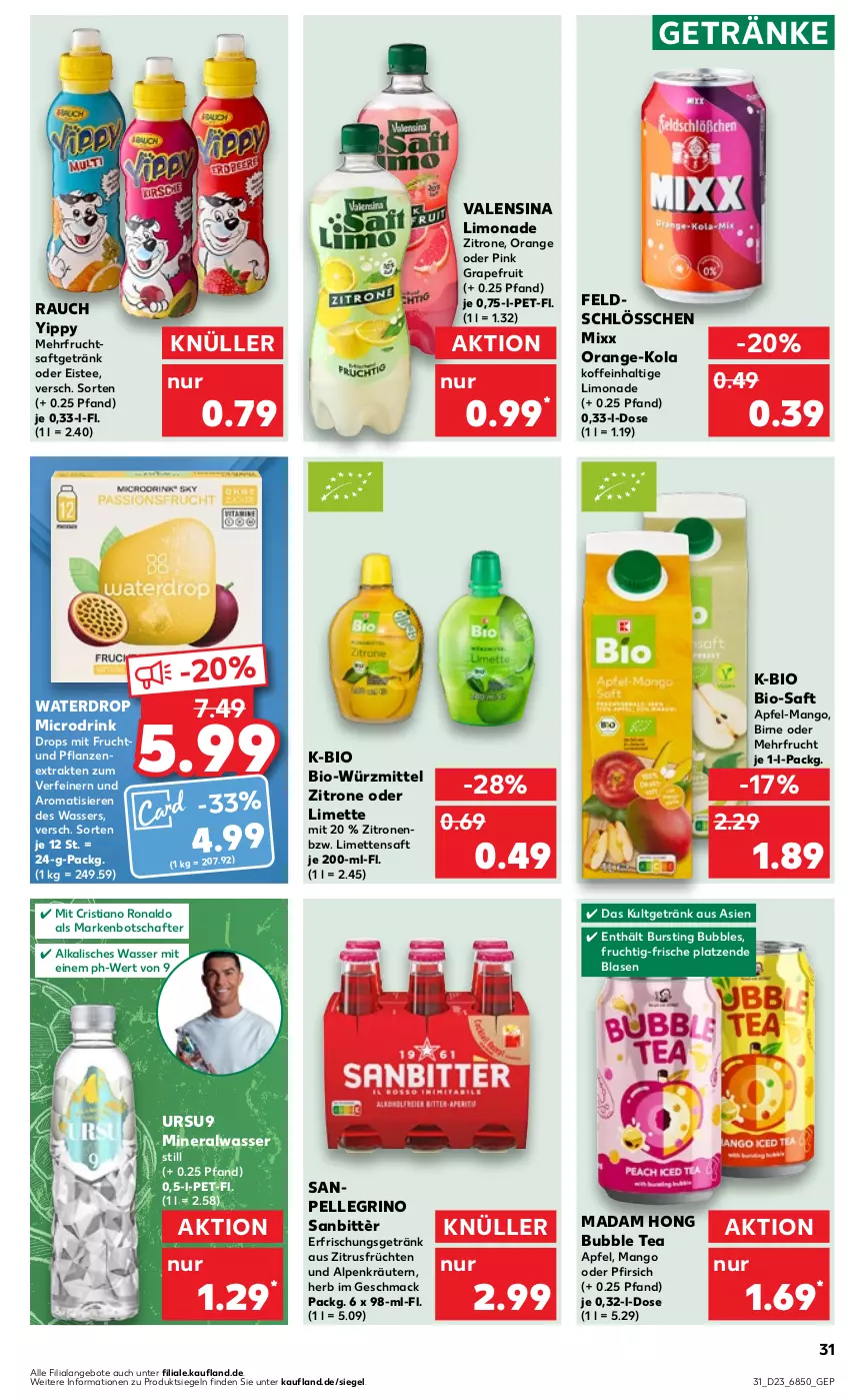 Aktueller Prospekt Kaufland - Prospekt - von 06.06 bis 12.06.2024 - strona 31 - produkty: Alwa, angebot, angebote, apfel, bio, drink, eis, eistee, elle, erfrischungsgetränk, frucht, früchte, früchten, getränk, getränke, grapefruit, kräuter, kräutern, limette, limetten, limo, limonade, mac, mango, Mett, metten, mineralwasser, Mineralwasser Still, mit frucht, orange, pfirsich, pflanze, pflanzen, Rauch, saft, Sanbittèr, sanpellegrino, tee, Ti, valensina, wasser, zitrone, zitronen