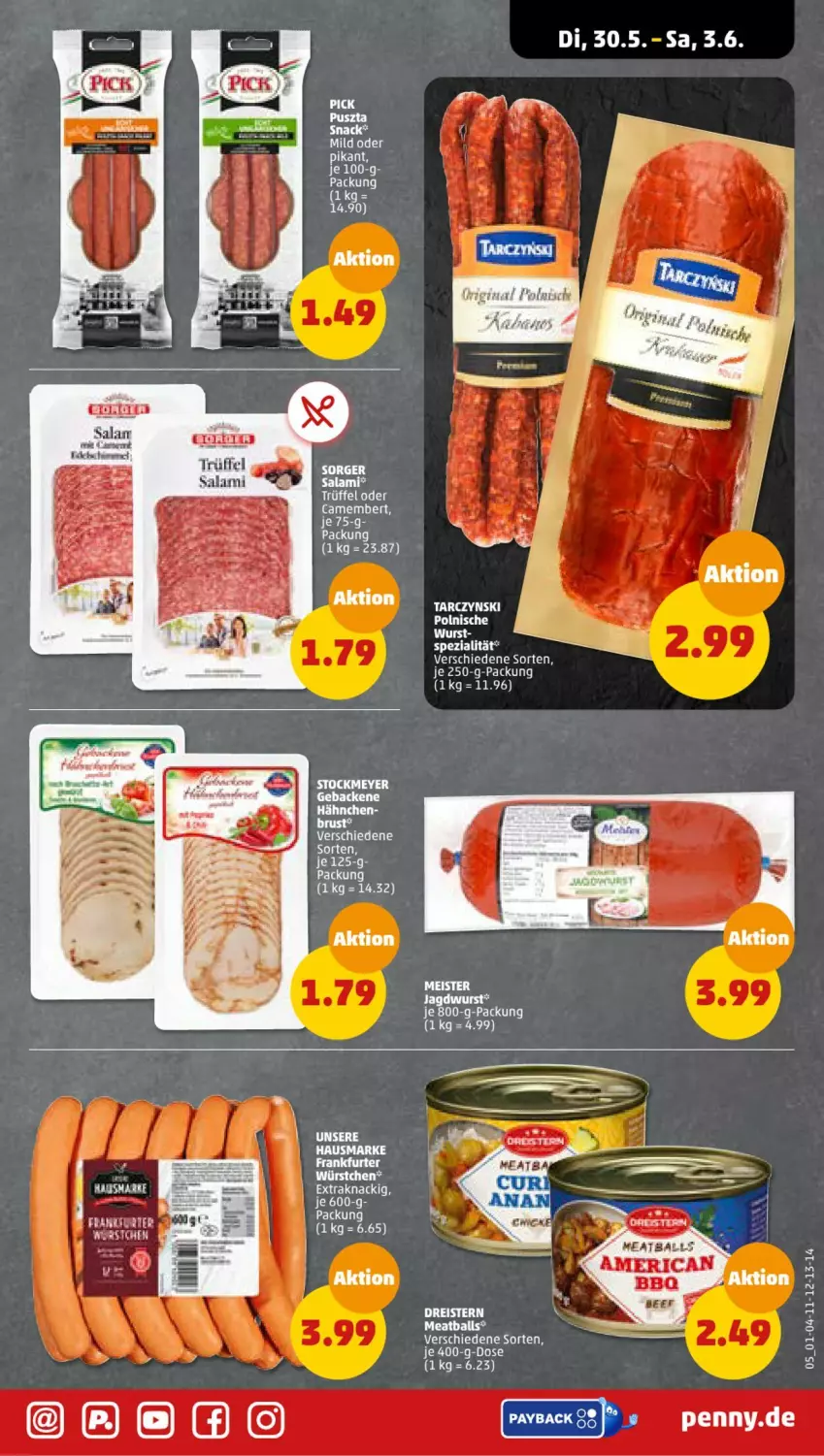 Aktueller Prospekt Penny - Prospekte - von 29.05 bis 03.06.2023 - strona 5 - produkty: auer, ball, geback, gin, hausmarke, jagdwurst, mac, salami, snack, Spezi, stockmeyer, Trüffel, wurst, würstchen