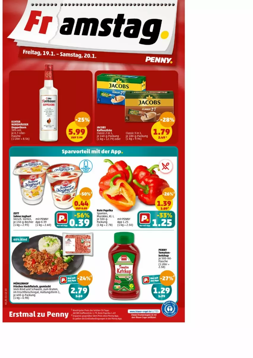 Aktueller Prospekt Penny - Prospekte - von 15.01 bis 20.01.2024 - strona 41 - produkty: auer, Becher, braten, eis, Engel, flasche, fleisch, joghur, joghurt, ketchup, paprika, regal, rind, sahne, sahne joghurt, schwein, tomate, tomaten, wein