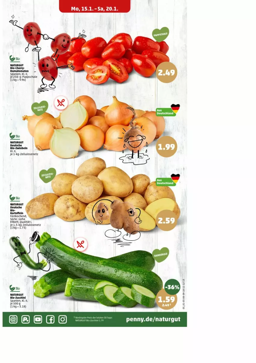 Aktueller Prospekt Penny - Prospekte - von 15.01 bis 20.01.2024 - strona 6 - produkty: bio, bio-zucchini, kartoffel, kartoffeln, natur, Romatomaten, Schal, Schale, Ti, tomate, tomaten, zucchini