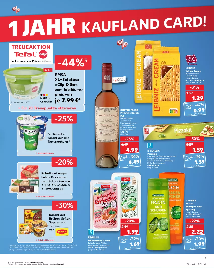 Aktueller Prospekt Kaufland - von 03.11 bis 09.11.2022 - strona 7 - produkty: aioli, angebot, angebote, backwaren, beere, beeren, bio, brombeere, brombeeren, Brühe, butter, butterkeks, coupon, creme, doppio passo, eis, emsa, fisch, fructis, garnier, joghur, joghurt, johannisbeere, Johannisbeeren, Jubiläums, jubiläumspreis, keks, kekse, leibniz, natur, naturjoghurt, passo, pasta, Pastagericht, pizza, Pizzateig, primitivo, reis, rosato, roséwein, salat, sauce, Schal, Schale, shampoo, shampoo oder spülung, Soße, spülung, suppe, suppen, terrine, Ti, tomate, tomaten, tomatensauce, wein