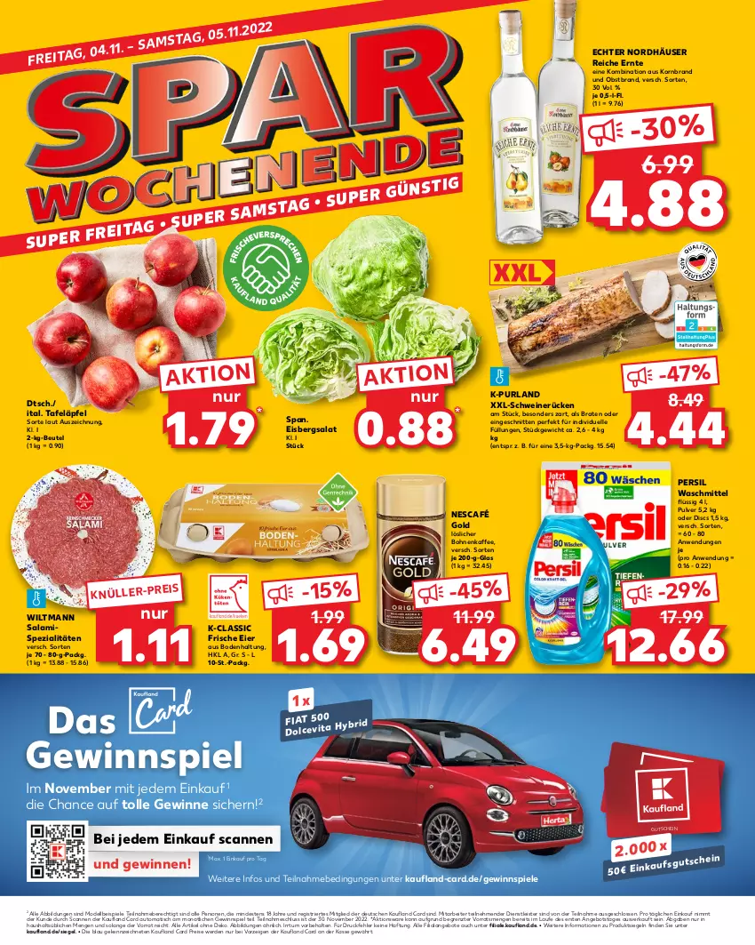 Aktueller Prospekt Kaufland - von 03.11 bis 09.11.2022 - strona 8 - produkty: angebot, angebote, auto, beutel, bohne, bohnen, bohnenkaffee, braten, dell, eier, eis, eisbergsalat, elle, erde, gewinnspiel, gutschein, kaffee, korn, löslicher bohnenkaffee, Mode, Nescafé, nescafé gold, obst, Obstbrand, persil, persil waschmittel, purland, reis, rind, salami, salat, schnitten, schwein, schweine, schweinerücken, Spezi, Spiele, tafeläpfel, Ti, tisch, waschmittel, wein, weine, wiltmann, ZTE