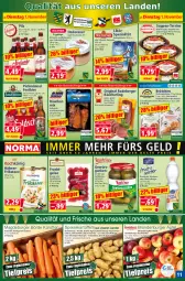 Gazetka promocyjna Norma - Norma - Gazetka - ważna od 07.11 do 07.11.2022 - strona 11 - produkty: arla, beere, beeren, Berger, bier, Brandenburger äpfel, brombeere, brötchen, burger, cola, eis, elle, filet, flasche, fleisch, frucht, frühstücksfleisch, Garten, gelee, gewürz, Gewürzgurke, gewürzgurken, gin, gulasch, Gulaschsuppe, gurke, gurken, Hausmacher, heidelbeere, heidelbeeren, himbeer, himbeere, hühner, Hühnersuppe, karotten, kartoffel, kartoffeln, korn, kräuter, kühlregal, landleberwurst, leberwurst, likör, mac, mango, Meister, nerf, pfirsich, pils, radeberger, Räucherling, regal, reis, Ricola, ring, roggenbrötchen, Rostocker, Rotbarsch, sac, schwein, senf, speisekartoffeln, Spezi, suppe, suppen, Suppen-Terrine, terrine, Ti, tiefpreis, wein, weizenbrötchen, wurst