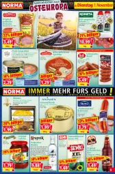 Gazetka promocyjna Norma - Norma - Gazetka - ważna od 07.11 do 07.11.2022 - strona 9 - produkty: auer, bier, blume, blumen, braten, Brühwurst, creme, eis, fisch, flasche, fleisch, gin, haselnuss, hose, hosen, in olivenöl, krakauer, kühlregal, Letscho, LG, mac, malz, mandel, Muscheln, Nordsee, nuss, Oblaten, olive, oliven, olivenöl, regal, salami, Sardinen, sauce, Schal, Schale, Schmalz, schoko, schokolade, schokoladen, schwein, schweine, schweinefleisch, sonnenblume, sonnenblumen, Sonnenblumenkerne, Spezi, Sprotten, thunfisch, Ti, tomate, tomaten, tomatensauce, Ungarische Salami, wein, weine, Wels, wurst