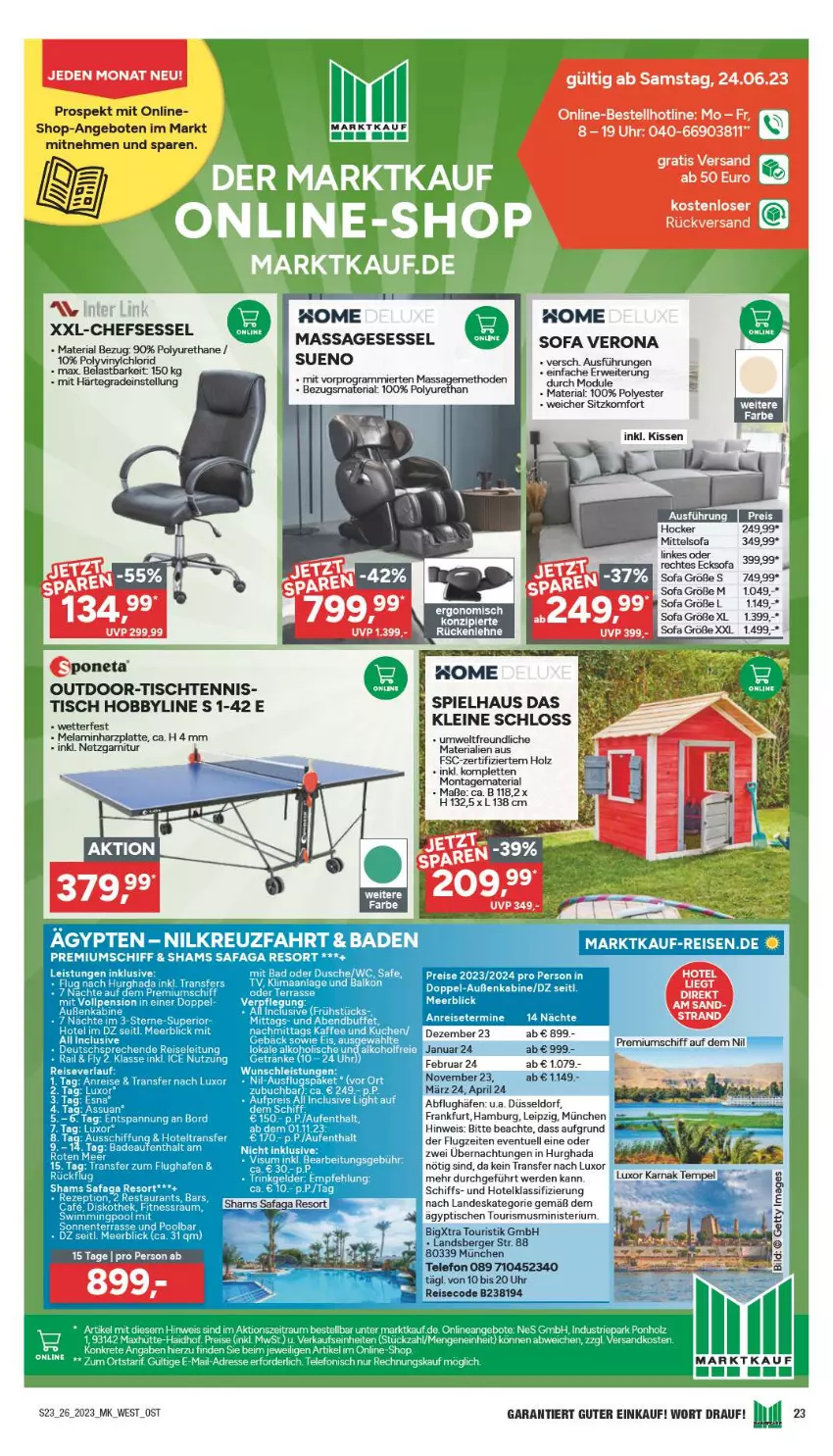 Aktueller Prospekt Marktkauf - Prospekt - von 25.06 bis 01.07.2023 - strona 23 - produkty: angebot, angebote, Berger, eis, erde, garnitur, Hobby, hocker, Holz, kissen, latte, leine, ndk, pril, reis, Ria, rückenlehne, rwe, sessel, Sofa, tee, telefon, Ti, tisch, uhr