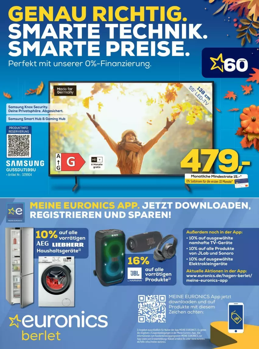 Aktueller Prospekt Euronics - Prospekte - von 28.10 bis 04.11.2024 - strona 1 - produkty: aeg, Bad, elle, erde, Haushaltsgeräte, liebherr, Samsung, Ti