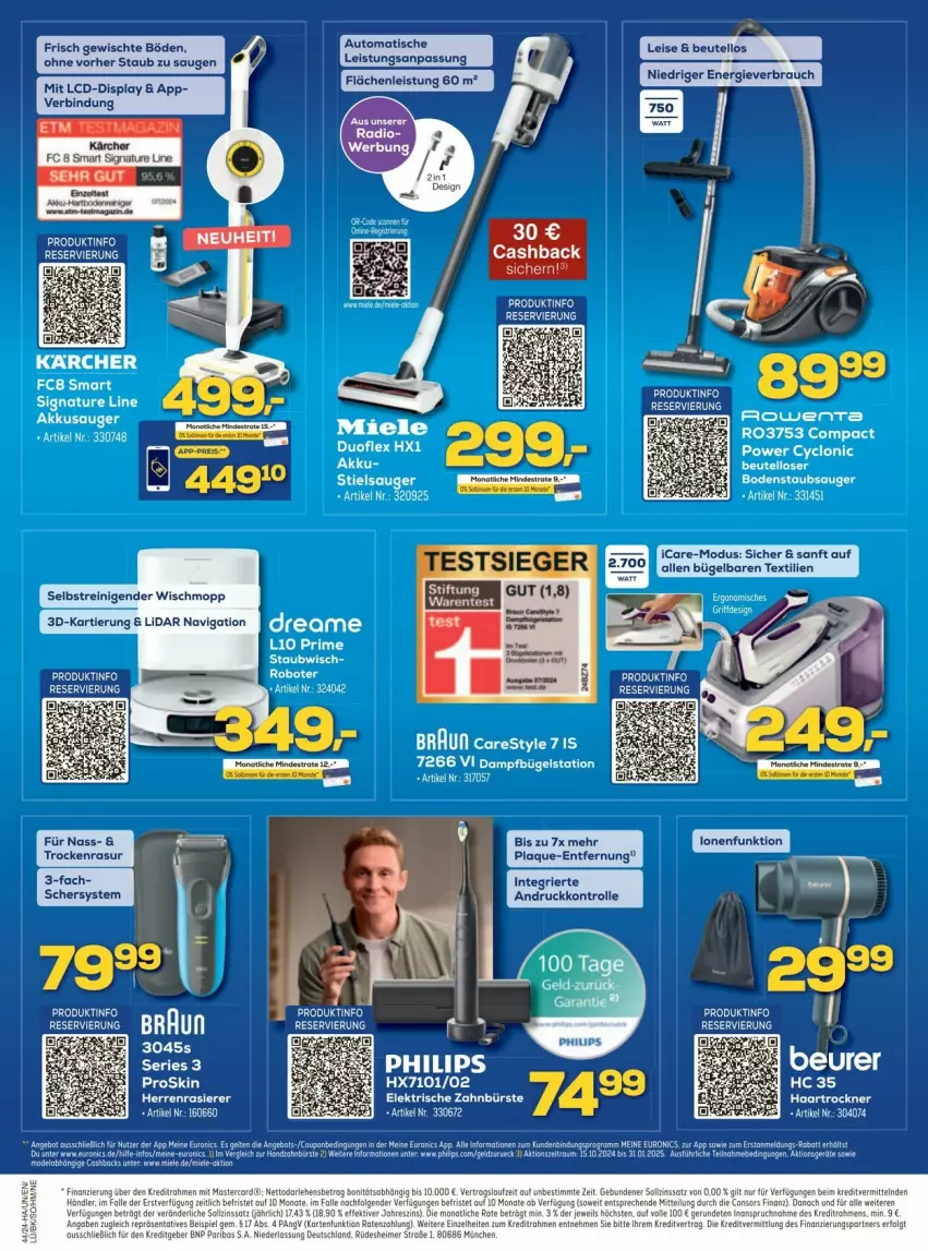 Aktueller Prospekt Euronics - Prospekte - von 28.10 bis 04.11.2024 - strona 10 - produkty: angebot, auto, beutel, bodenstaubsauger, bügel, consors finanz, coupon, eimer, eis, Kärcher, LG, natur, neuheit, Philips, Rauch, staubsauger, Stielsauger, tee, Ti, tisch, Wischmopp