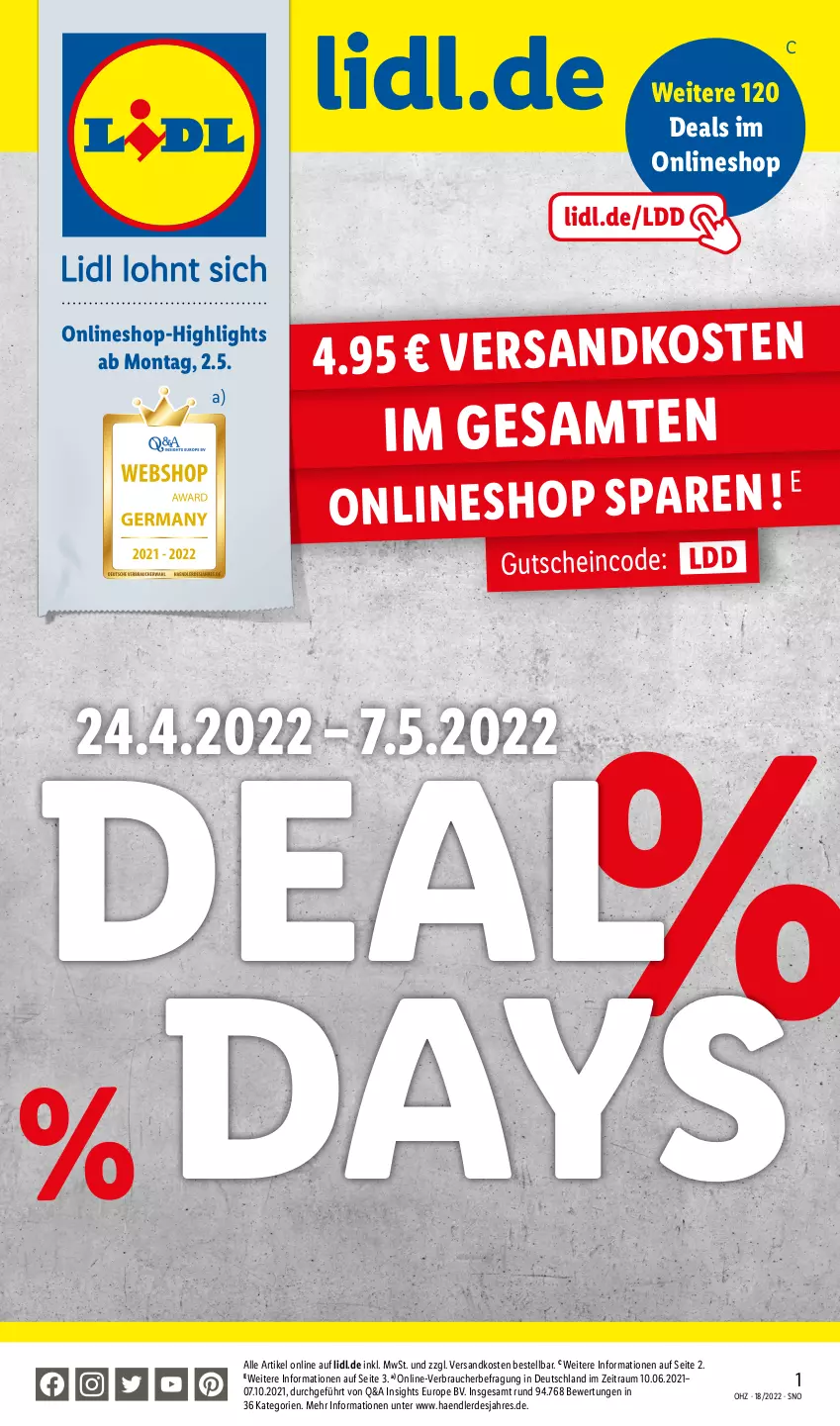 Aktueller Prospekt Lidl - Wochen-Highlights im Onlineshop - von 02.05 bis 08.05.2022 - strona 1 - produkty: erde, gutschein, ndk, Rauch, Ti