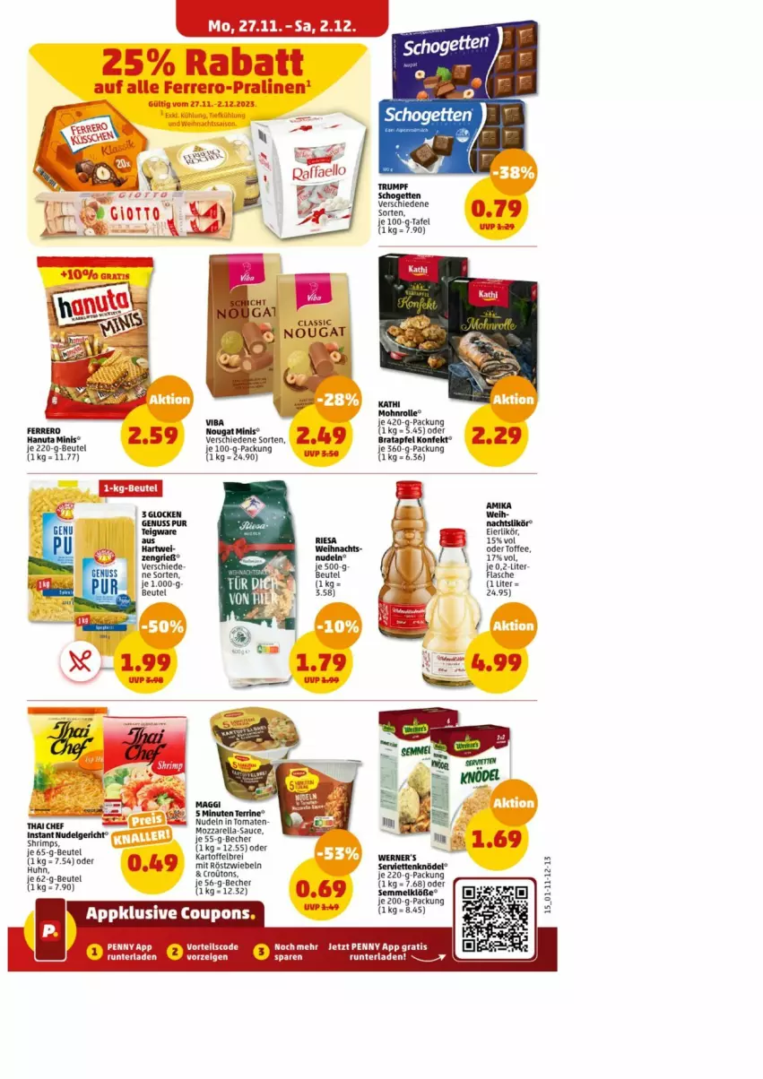 Aktueller Prospekt Penny - Prospekte - von 27.11 bis 02.12.2023 - strona 16 - produkty: apfel, Becher, beutel, coupon, coupons, eier, eierlikör, ferrero, flasche, hanuta, likör, nuss, pralinen, Ti