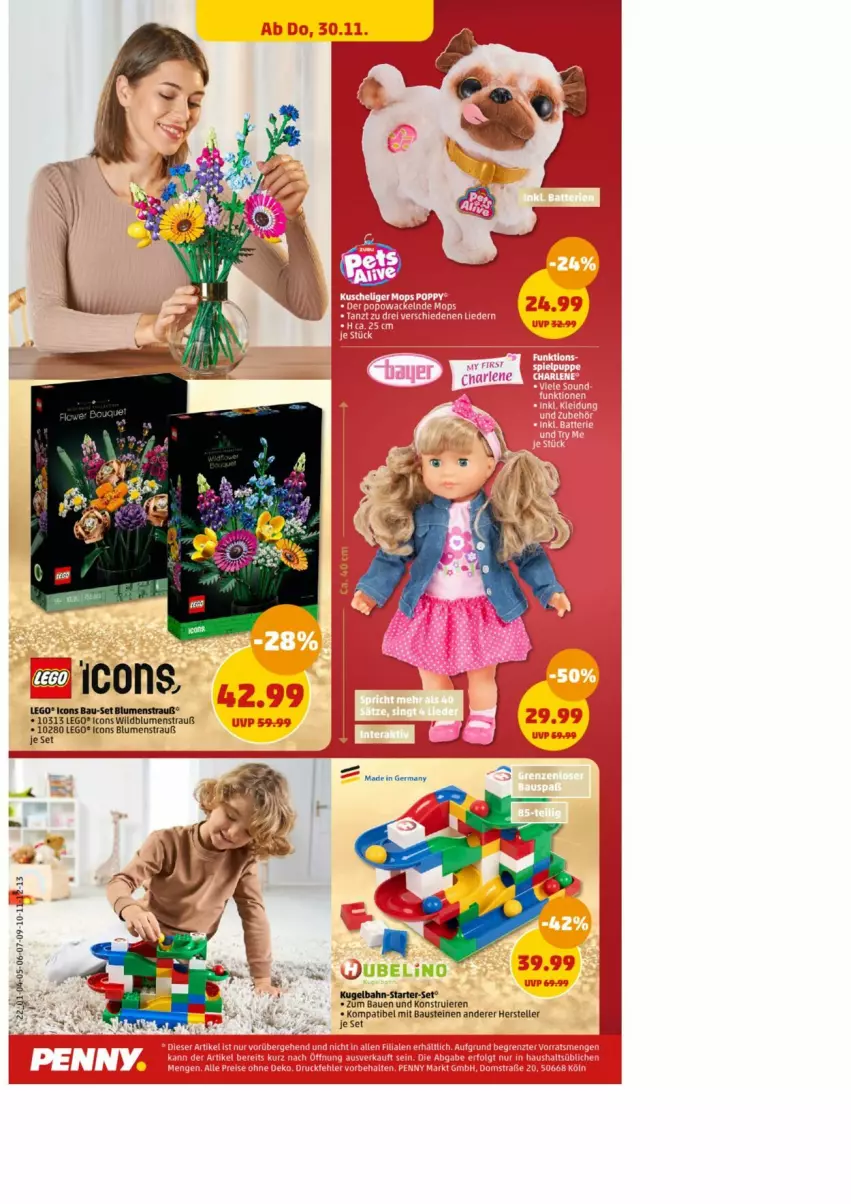 Aktueller Prospekt Penny - Prospekte - von 27.11 bis 02.12.2023 - strona 25 - produkty: aust, Bau, blume, blumen, Blumenstrauß, elle, Germ, Kugel, Kugelbahn, LEGO®, teller, Ti, Wild