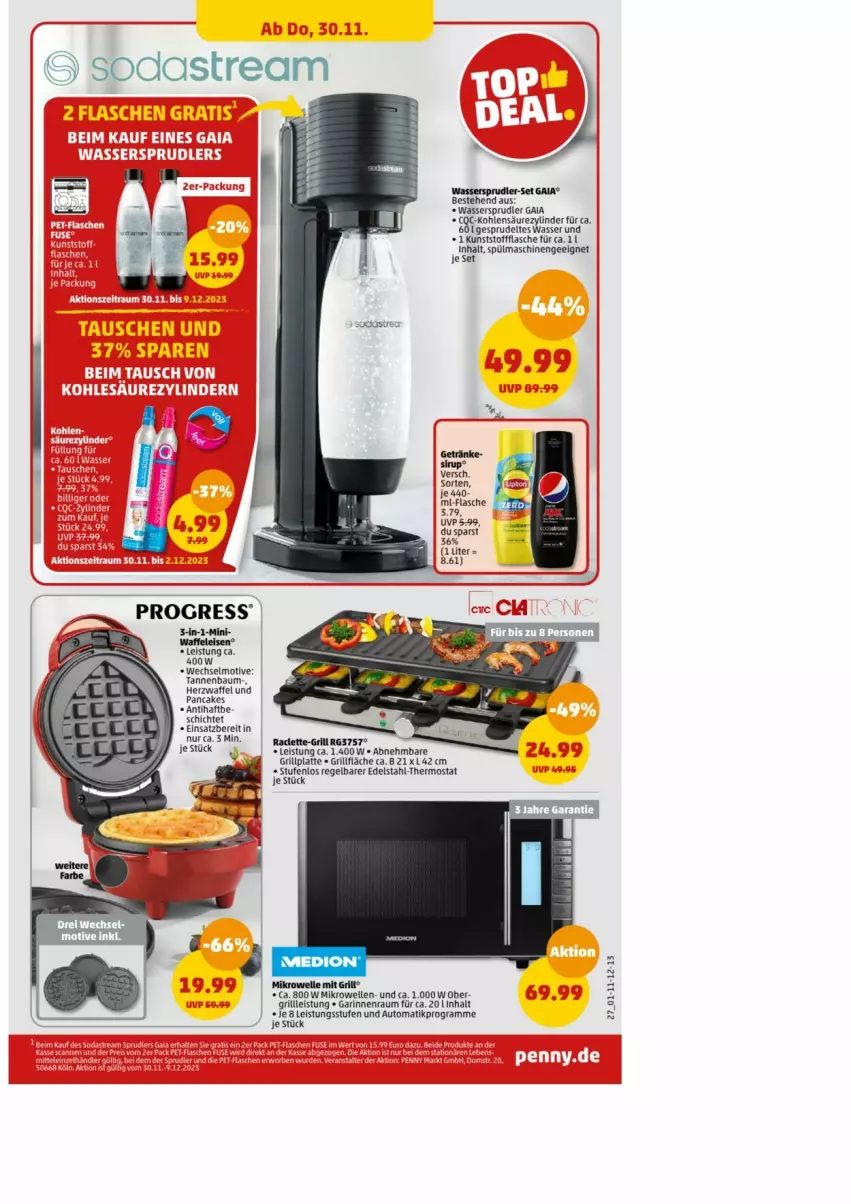 Aktueller Prospekt Penny - Prospekte - von 27.11 bis 02.12.2023 - strona 30 - produkty: auto, edelstahl, eis, elle, flasche, grill, grillfläche, grillplatte, latte, medion, mikrowelle, spülmaschinen, Ti, wasser, wassersprudler