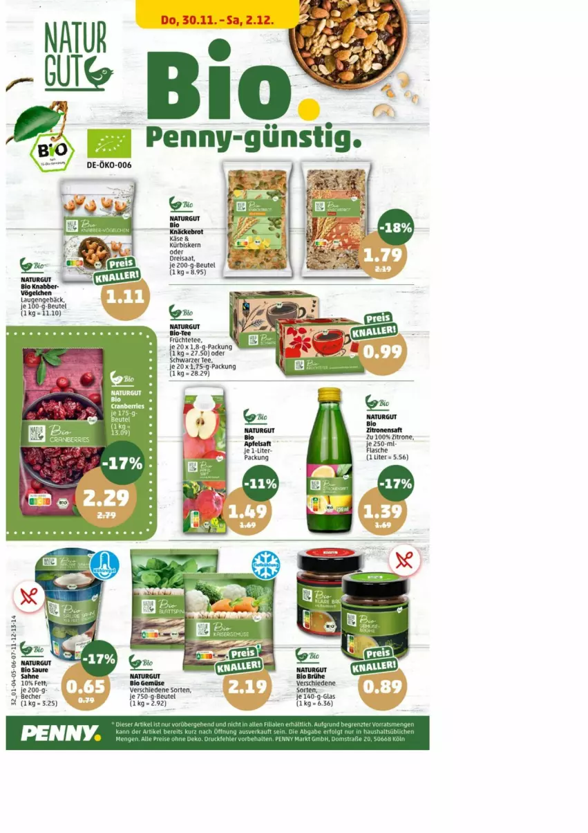 Aktueller Prospekt Penny - Prospekte - von 27.11 bis 02.12.2023 - strona 35 - produkty: apfel, apfelsaft, Becher, beutel, bio, bio gemüse, Käse, Kürbis, natur, saft, tee, Ti, zitrone