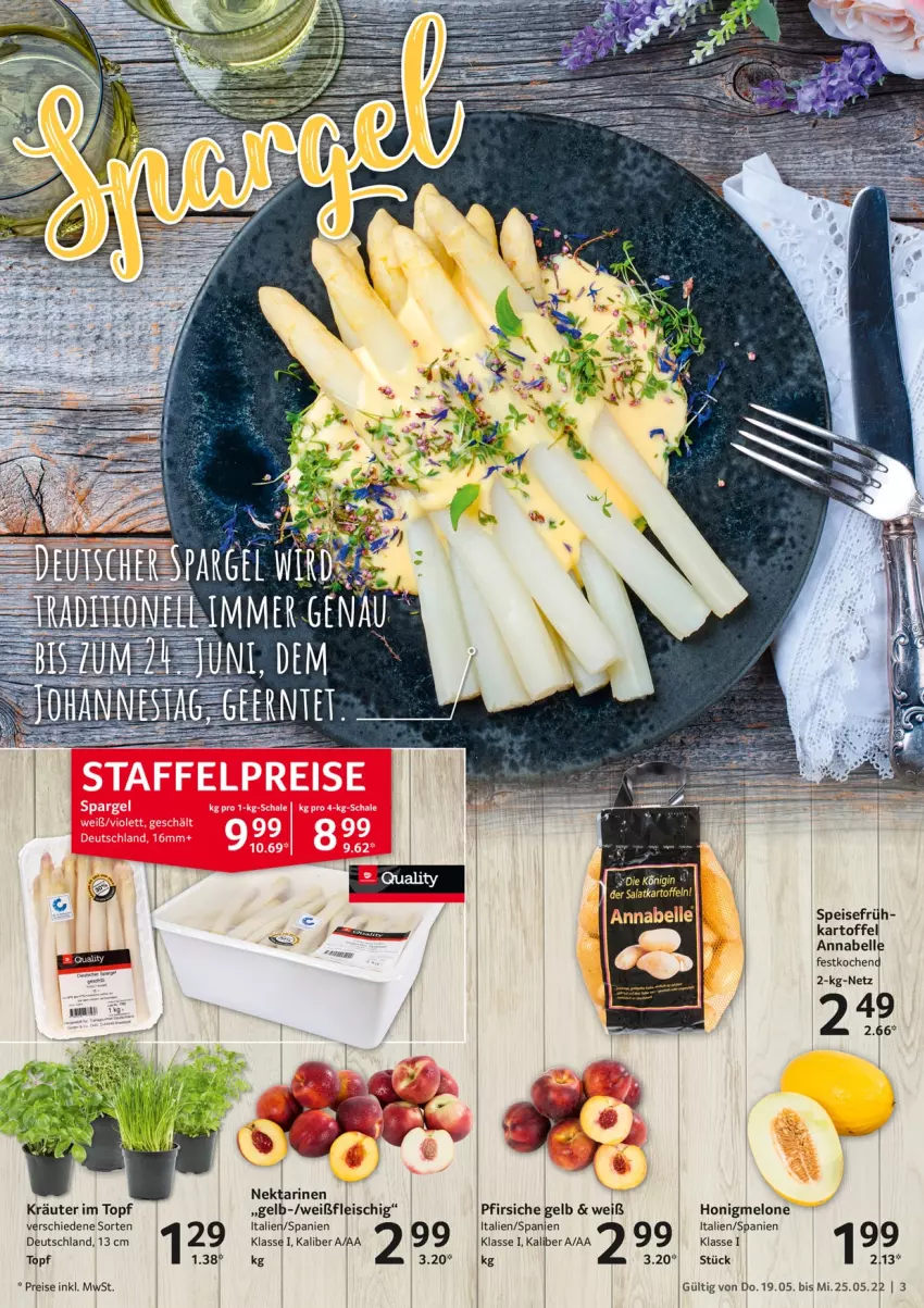 Aktueller Prospekt Selgros - Food - von 19.05 bis 25.05.2022 - strona 3 - produkty: eis, elle, honig, honigmelone, kartoffel, kartoffeln, kräuter, melone, Nektar, nektarinen, pfirsich, pfirsiche, reis, salat, Ti, topf