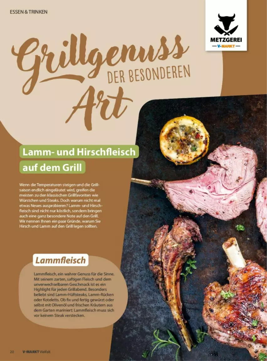 Aktueller Prospekt Vmarkt - Prospekte - von 04.06 bis 18.06.2025 - strona 20 - produkty: eis, fleisch, Garten, gewürz, grill, hüftsteak, hüftsteaks, kotelett, kräuter, kräutern, lamm, Lammfleisch, mac, nuss, olive, oliven, olivenöl, rwe, saft, steak, steaks, Ti