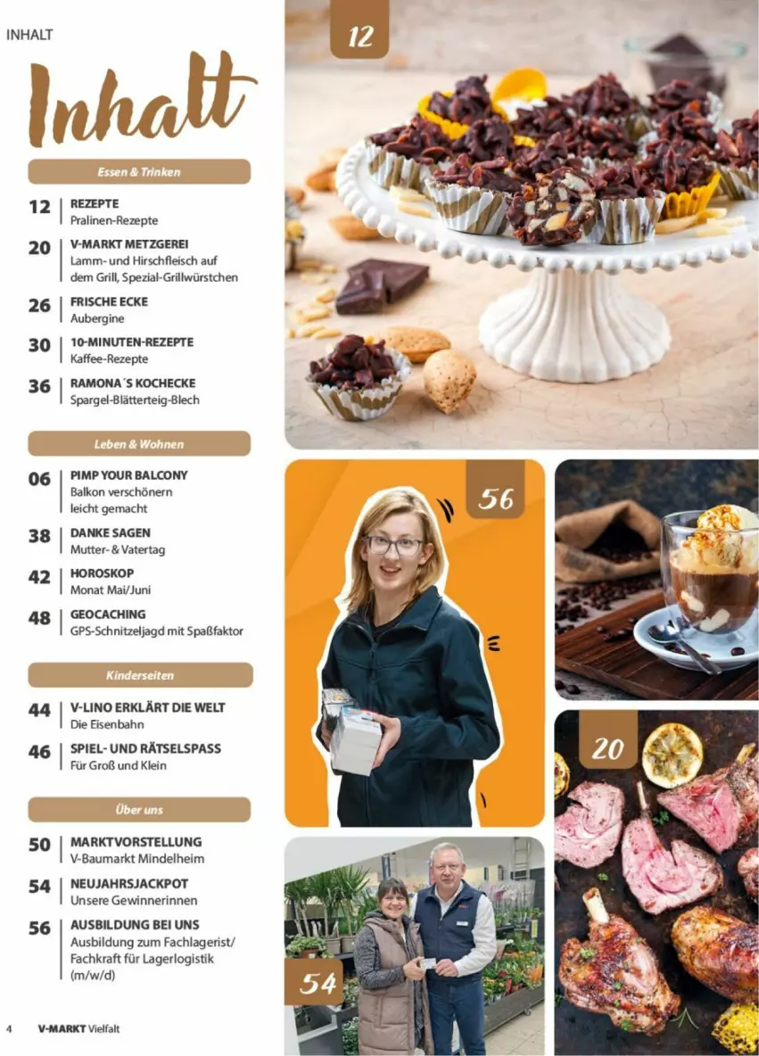 Aktueller Prospekt Vmarkt - Prospekte - von 04.06 bis 18.06.2025 - strona 4 - produkty: Alcon, aubergine, Bau, blätterteig, eis, Eisenbahn, fleisch, gin, GPS, grill, kaffee, kraft, lamm, mac, pralinen, rezept, rezepte, schnitzel, spargel, Spezi, Ti, usb, würstchen, Yo