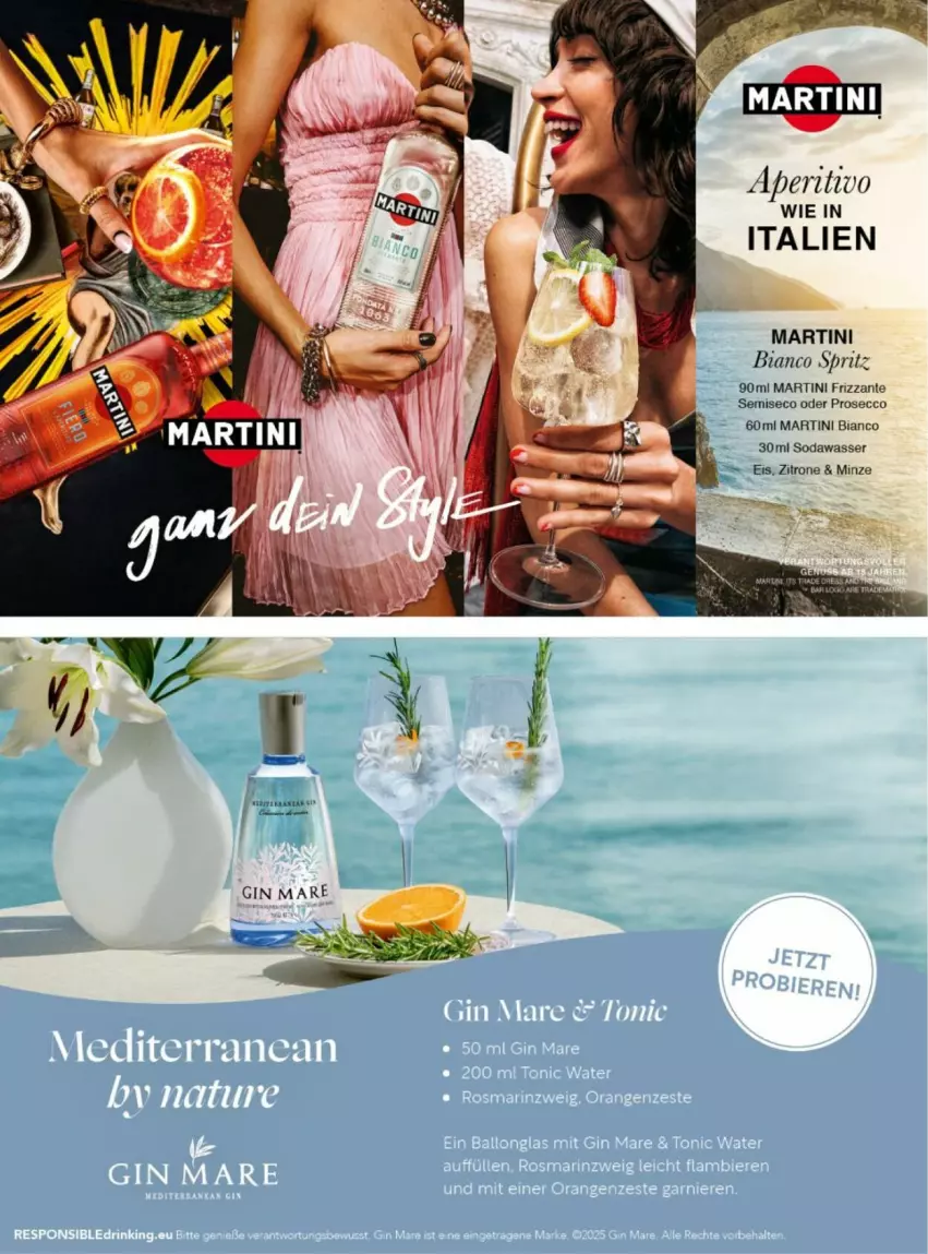 Aktueller Prospekt Vmarkt - Prospekte - von 04.06 bis 18.06.2025 - strona 52 - produkty: ecco, eis, frizzante, gin, gin mare, martini, minze, prosecco, Soda, Ti, wasser, Yo, zitrone