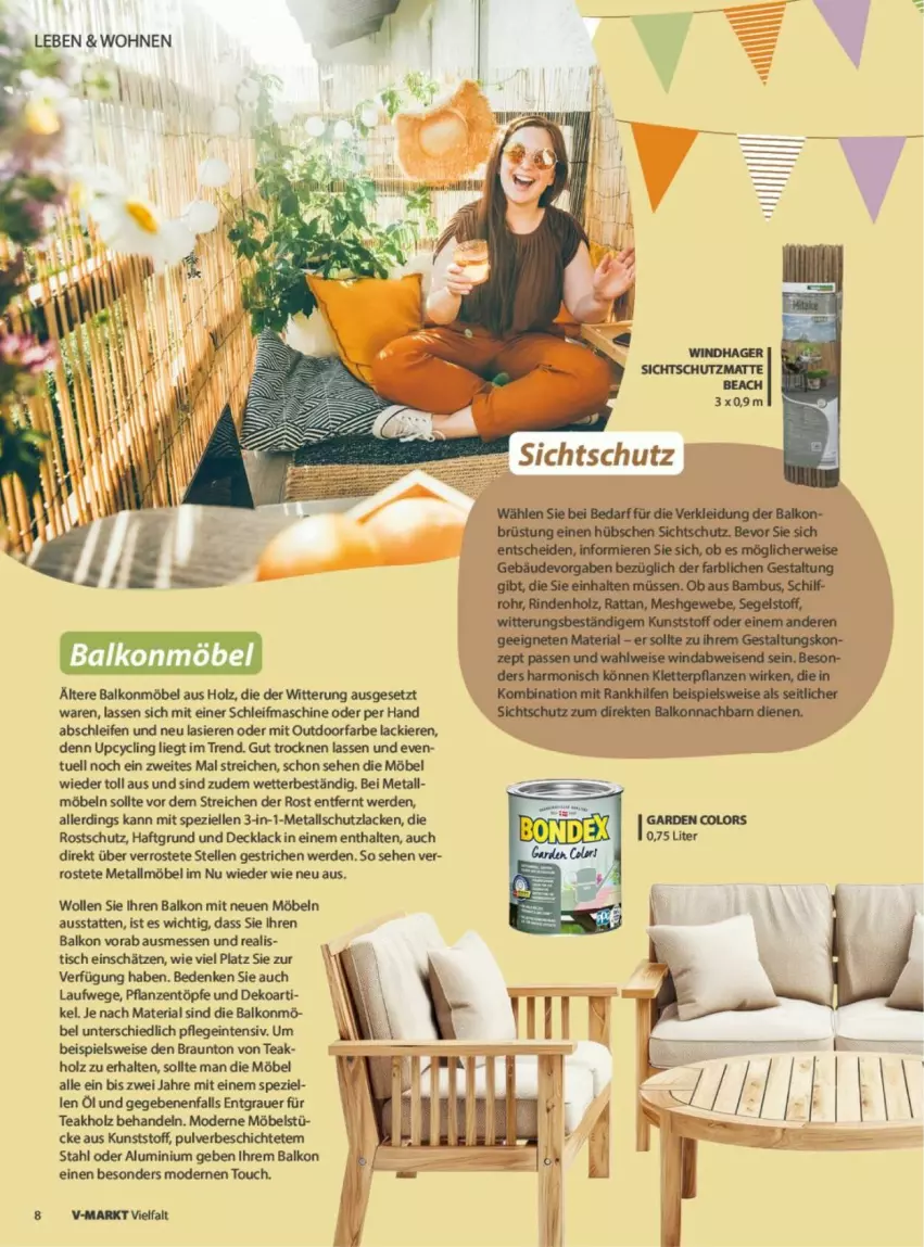 Aktueller Prospekt Vmarkt - Prospekte - von 04.06 bis 18.06.2025 - strona 8 - produkty: auer, braun, Clin, eis, elle, erde, Holz, kleid, Kleidung, lack, Lacke, Metallschutzlack, möbel, Mode, pflanze, pflanzen, Ria, rwe, Spezi, Ti, tisch, wolle