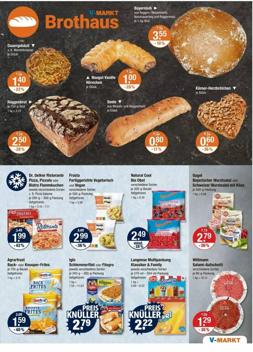 Aktueller Prospekt Vmarkt - Prospekte - von 09.05 bis 15.05.2024 - strona 5 - produkty: agrarfrost, auer, aufschnitt, beutel, bio, brot, cola, Dr. Oetker, fertiggericht, fertiggerichte, filegro, filet, flammkuchen, frosta, hörnchen, iglo, knacker, kuchen, lamm, langnese, malz, mandel, mehl, natur, natura, obst, pizza, pizza salame, ristorante, ristorante pizza, salami, schlemmerfilet, Ti, vanille, Vegeta, weizenmehl, wiltmann