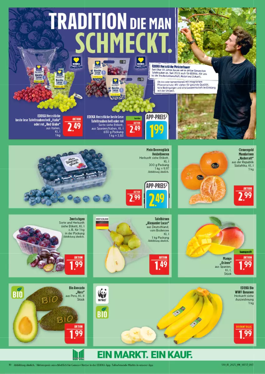 Aktueller Prospekt Marktkauf - Prospekt - von 05.10 bis 11.10.2025 - strona 10 - produkty: aktionspreis, alexa, auer, banane, bananen, Bau, Bauer, beere, beeren, bio, Birnen, deka, edeka bio, eis, heidelbeere, heidelbeeren, mandarine, mandarinen, mango, Meister, nuss, reis, ritter, tee, Ti