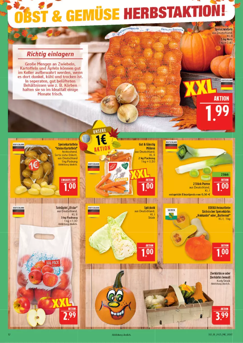 Aktueller Prospekt Marktkauf - Prospekt - von 05.10 bis 11.10.2025 - strona 12 - produkty: butter, deka, eis, kartoffel, kartoffeln, korb, Kürbis, leine, möhren, reis, sac, speisekartoffeln, spitzkohl, tafeläpfel, Ti