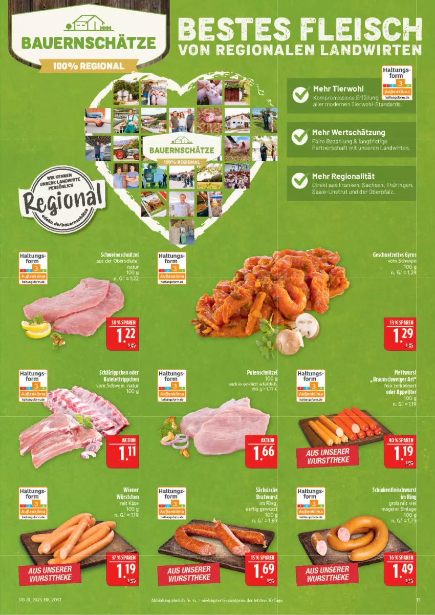 Aktueller Prospekt Marktkauf - Prospekt - von 05.10 bis 11.10.2025 - strona 13 - produkty: auer, Bau, Bauer, braun, eis, fleisch, gewürz, Käse, leine, Mode, natur, pute, putenschnitzel, reis, ring, sac, Schal, Schale, schnitzel, schwein, Ti, wein, ZTE