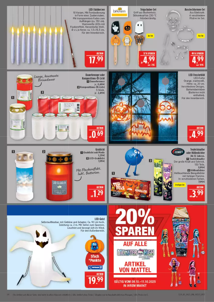 Aktueller Prospekt Marktkauf - Prospekt - von 05.10 bis 11.10.2025 - strona 34 - produkty: adapter, auer, Ausstechformen, batterie, batterien, buch, edelstahl, eis, ente, fenster, fernbedienung, kerze, lack, Lacke, lamm, leds, Leuchte, leuchten, mit fernbedienung, orange, Stabkerze, Teigschaber, Ti, ZTE