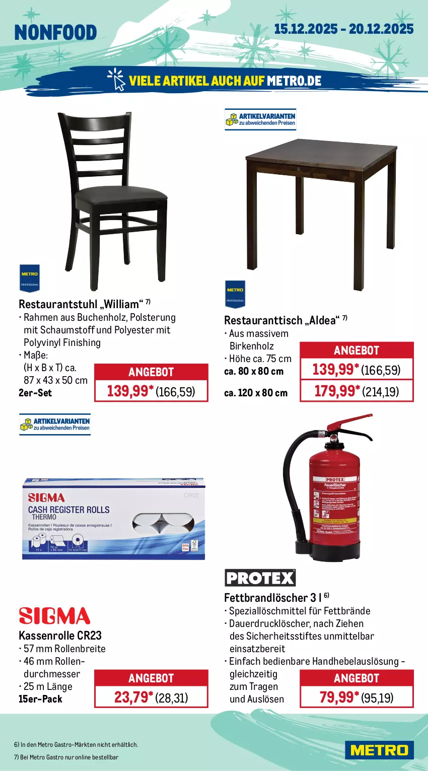 Aktueller Prospekt Metro - Wochen-Angebote Gastro - von 15.12 bis 20.12.2025 - strona 20 - produkty: angebot, auer, Brei, buch, Finish, Holz, messer, Metro, metro gastro, Spezi, stifte, stuhl, Ti, tisch